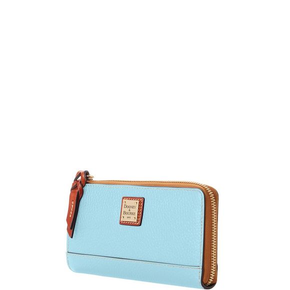 Dooney & Bourke Pebble Grain Folded Zip Wristlet - Caribbean Blue - Picture 2 of 3